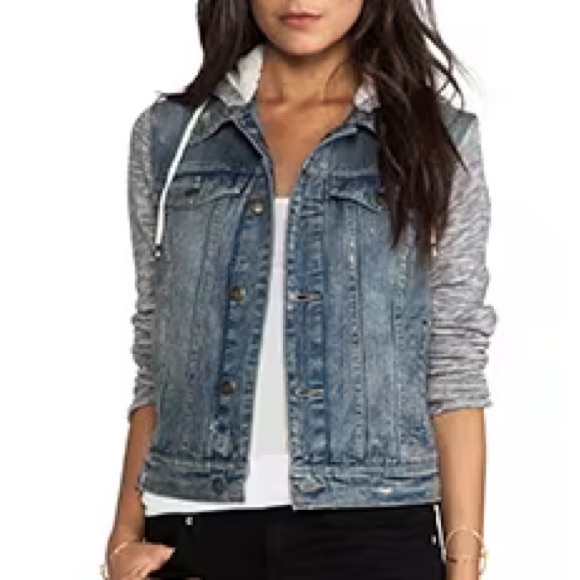 Free People denim jacket with hood xs - Picture 5 of 6